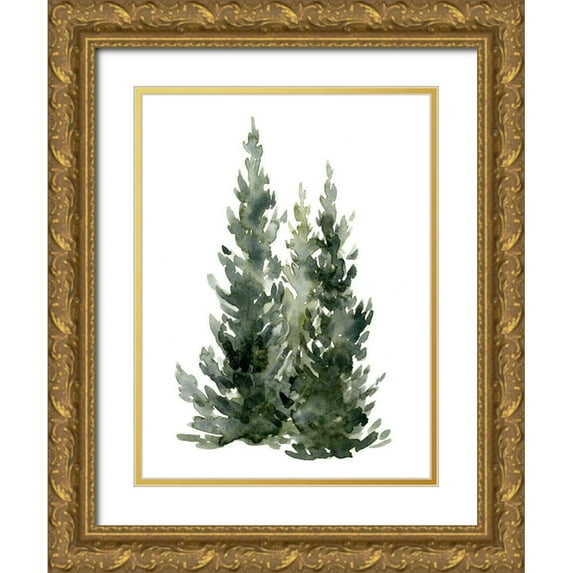 Caroline, Emma 12x14 Gold Ornate Wood Framed with Double Matting Museum Art Print Titled - Simple Evergreens I