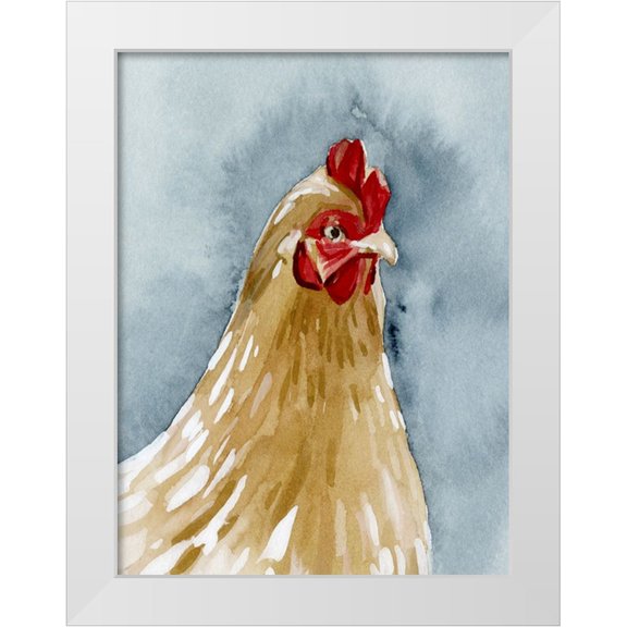 Caroline, Emma 12x14 White Modern Wood Framed Museum Art Print Titled - Chicken Portrait II