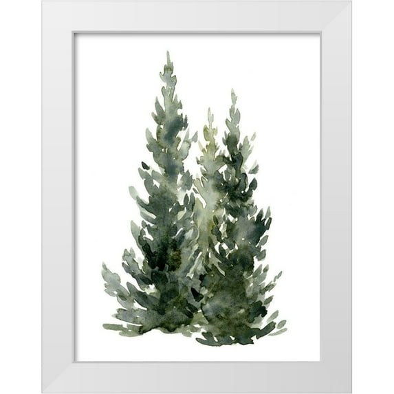 Caroline, Emma 12x14 White Modern Wood Framed Museum Art Print Titled - Simple Evergreens I