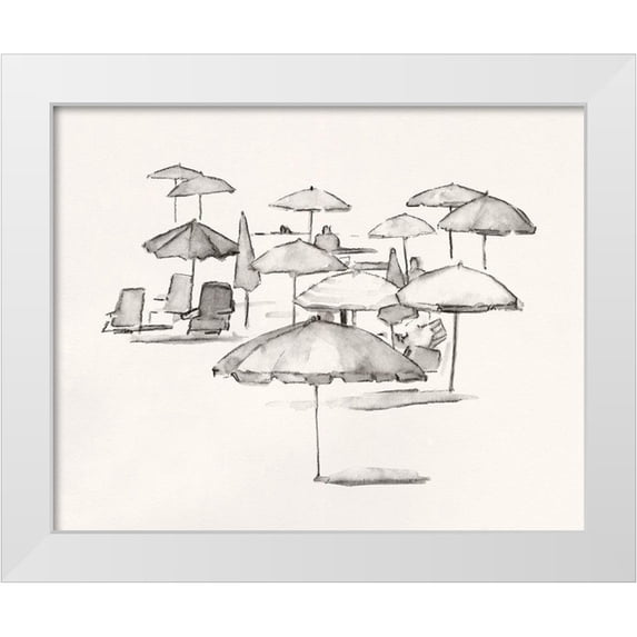 Caroline, Emma 14x12 White Modern Wood Framed Museum Art Print Titled - Rough Seaside Sketch I