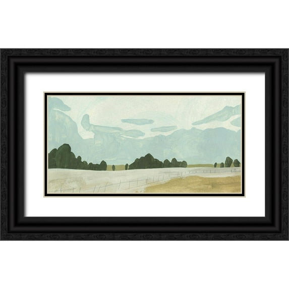Caroline, Emma 14x9 Black Ornate Wood Framed with Double Matting Museum Art Print Titled - Farmland Study II