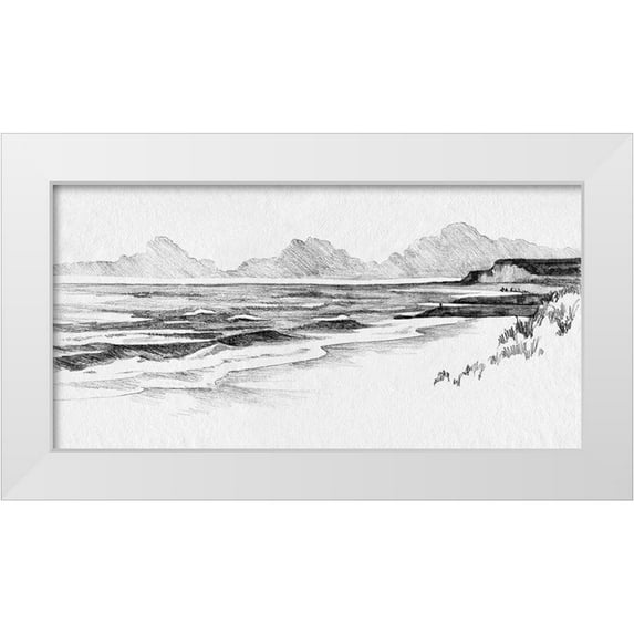 Caroline, Emma 14x9 White Modern Wood Framed Museum Art Print Titled - Quiet Ocean Sketch II