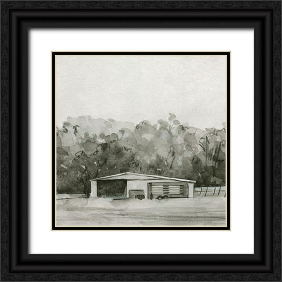 Caroline, Emma 15x15 Black Ornate Wood Framed with Double Matting Museum Art Print Titled - Solemn Barn Sketch II