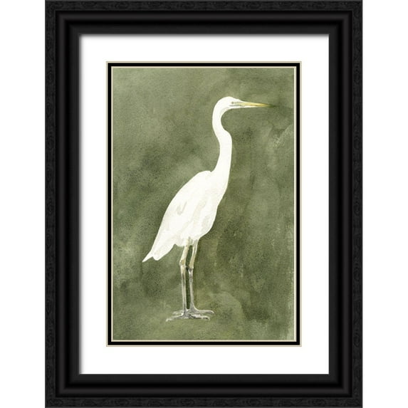 Caroline, Emma 17x24 Black Ornate Wood Framed with Double Matting Museum Art Print Titled - Emerald Heron III