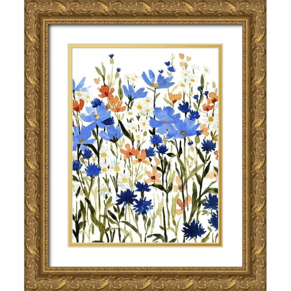 Caroline, Emma 19x24 Gold Ornate Wood Framed with Double Matting Museum Art Print Titled - Bright Wildflower Medley I