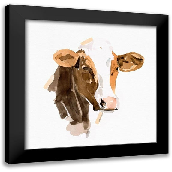 Caroline, Emma 20x20 Black Modern Framed Museum Art Print Titled - Watercolor Bovine IV