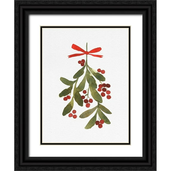 Caroline, Emma 25x32 Black Ornate Wood Framed with Double Matting Museum Art Print Titled - Mistletoe Bow II