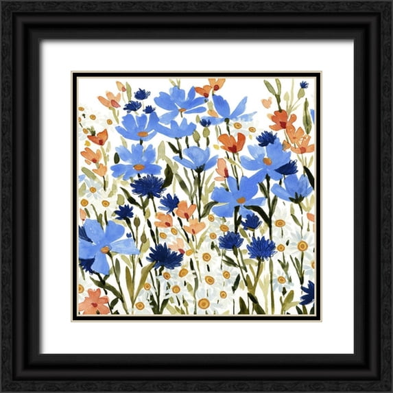 Caroline, Emma 26x26 Black Ornate Wood Framed with Double Matting Museum Art Print Titled - Bright Wildflower Medley IV