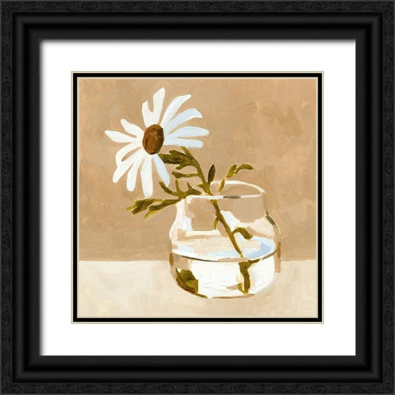 Caroline, Emma 26x26 Black Ornate Wood Framed with Double Matting Museum Art Print Titled - Solitary Daisy I