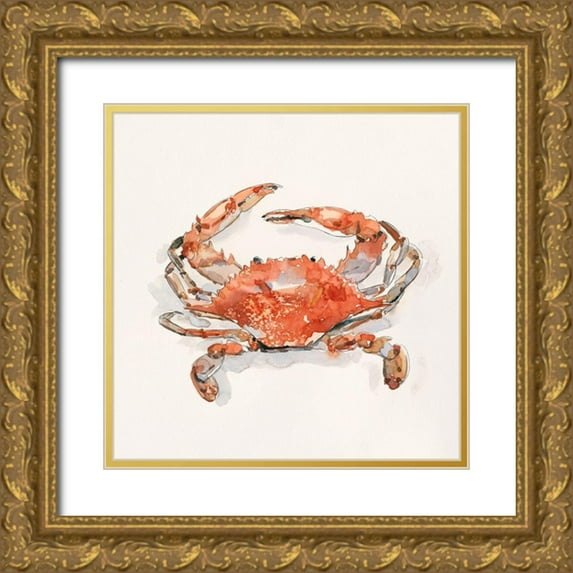 Caroline, Emma 26x26 Gold Ornate Wood Framed with Double Matting Museum Art Print Titled - Crusty Crab II