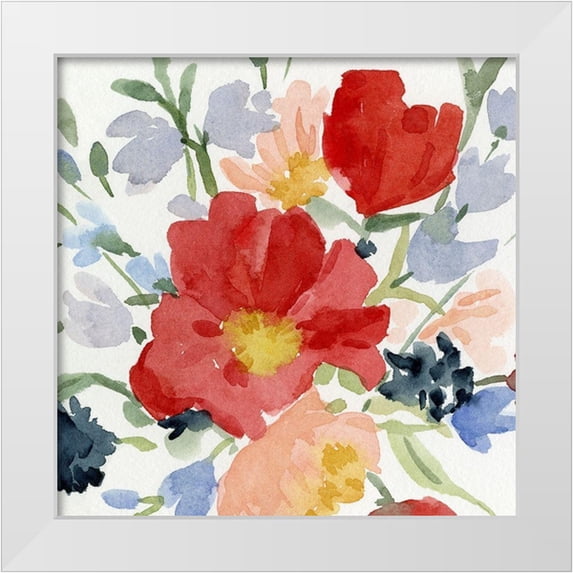 Caroline, Emma 26x26 White Modern Wood Framed Museum Art Print Titled - Indian Summer Bouquet I