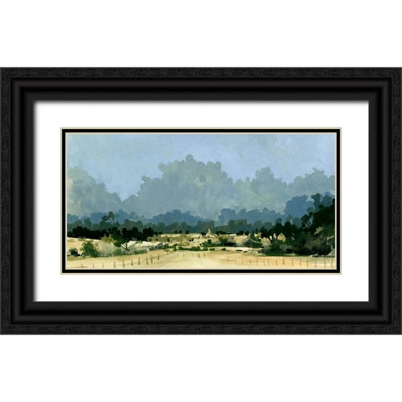 Caroline, Emma 32x18 Black Ornate Wood Framed with Double Matting Museum Art Print Titled - Wild Farmland I