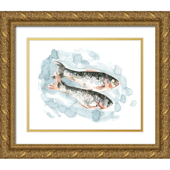 Caroline, Emma 32x26 Gold Ornate Wood Framed with Double Matting Museum Art Print Titled - Pisces Pair II