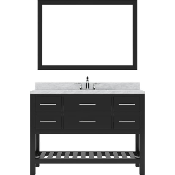 Caroline Estate 48" Single Bath Vanity in Espresso with White Marble Top and Square Sink with Brushed Nickel Faucet with Matching Mirrors