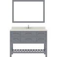 thumbnail image 1 of Caroline Estate 48" Single Bath Vanity in Gray with White Quartz Top and Square Sink with Polished Chrome Faucet with Matching Mirrors, 1 of 3