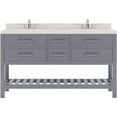 thumbnail image 1 of Caroline Estate 60 in. Double Bath Vanity in Gray with White Quartz Top & Square Sinks, 1 of 1