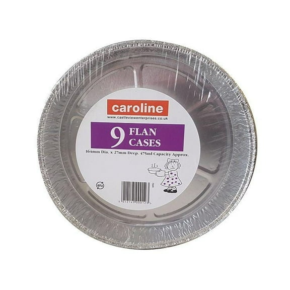 Caroline Foil Flan Cases 475ml / 6 x 1'' / 164 x 27mm 9pk 1052
