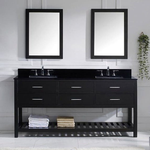Caroline MD-2272-BGRO-WH-012 Estate 72 Inch Double Bathroom Vanity Set In White