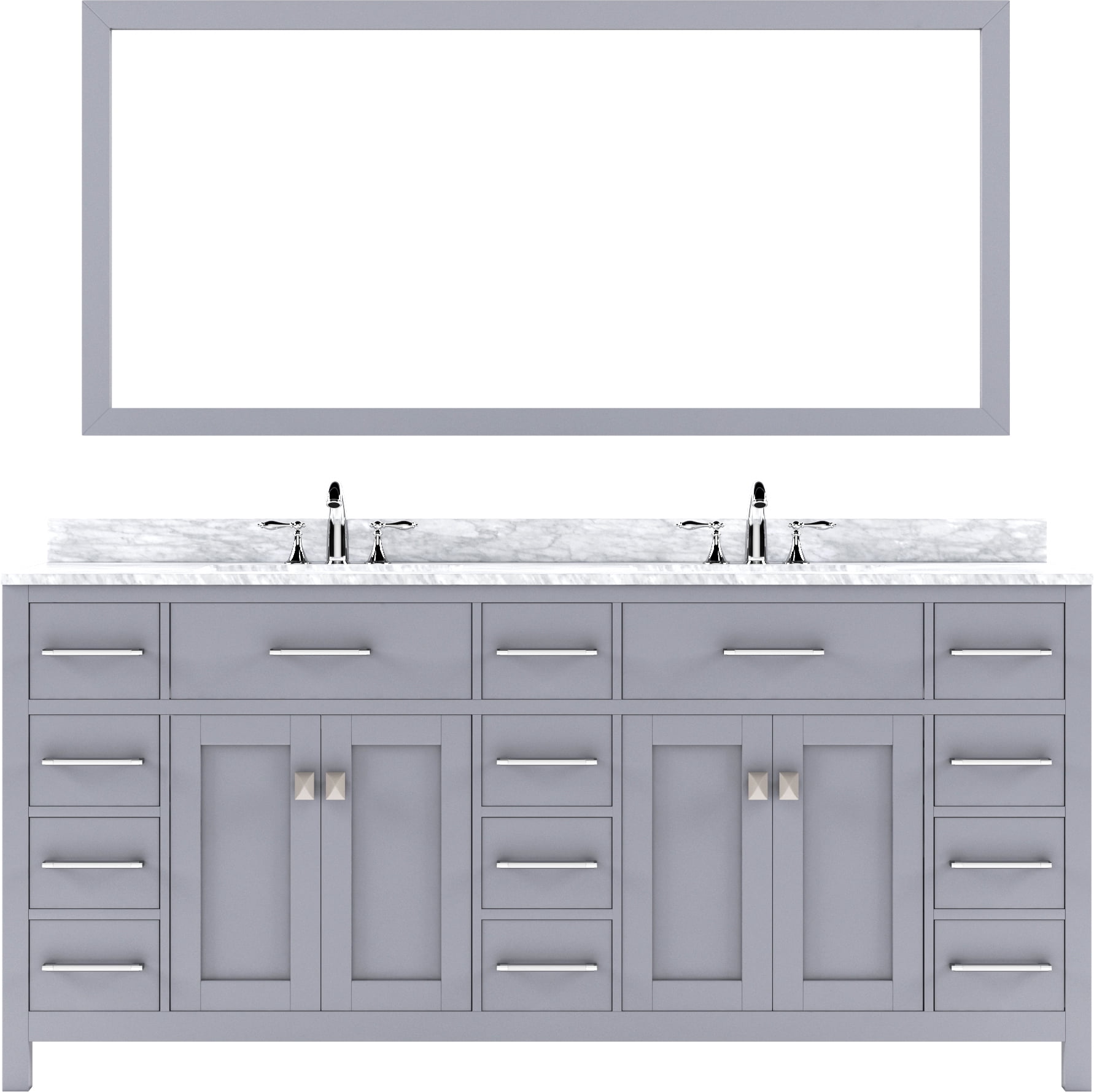 Caroline Parkway 72" Double Bath Vanity in Gray with White Marble Top