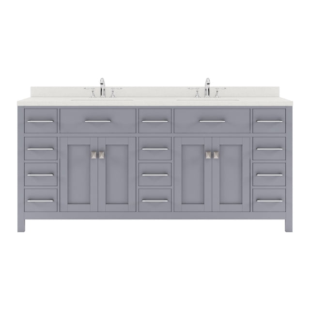 Caroline Parkway 72" Double Bath Vanity in Gray with White Quartz Top