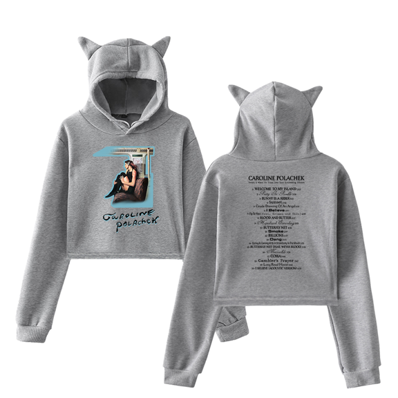 Caroline Polachek I Believe Girl's Cute Cat Ear Cropped Pullover Hoodie Hooded Sweatshirt