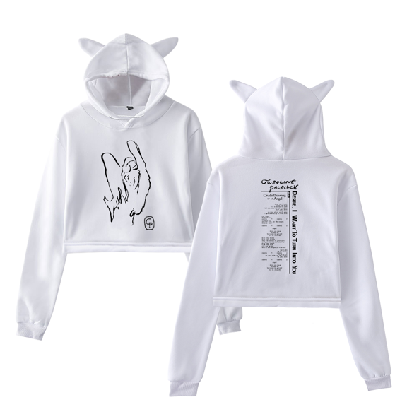 Caroline Polachek Turn Into You Girl's Cute Cat Ear Cropped Pullover Hoodie Hooded Sweatshirt