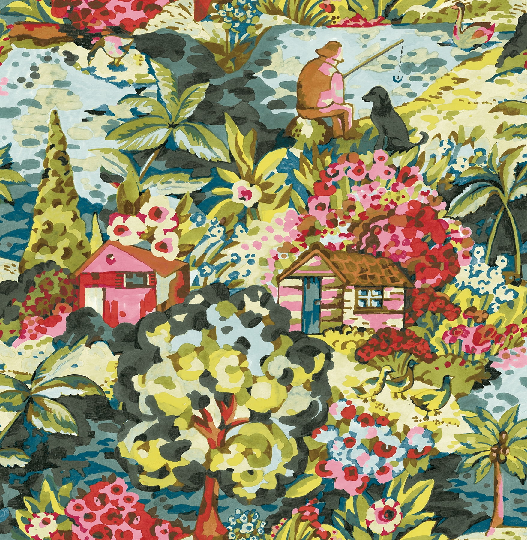 Multicolor Scenic Cabin-Core Peel & Stick Wallpaper Roll