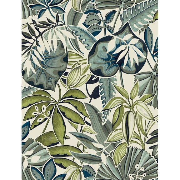 Caroline et Bettina Slate Feuilles Peel & Stick Wallpaper