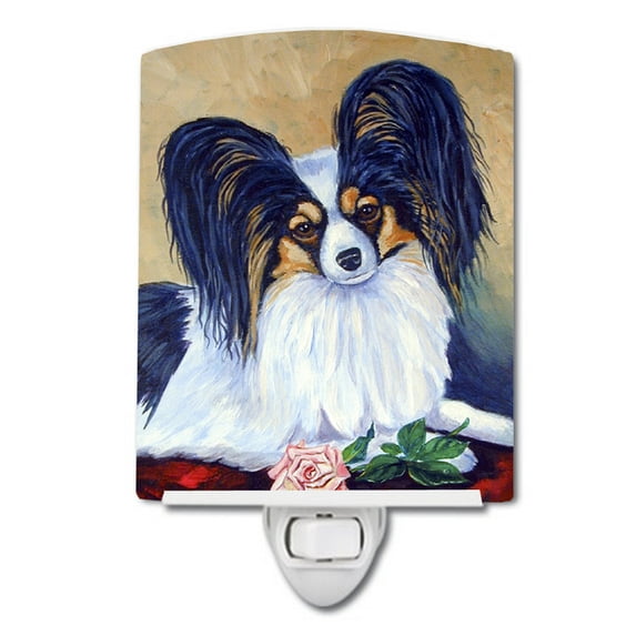 Caroline's Treasures 7037CNL Papillon A Rose for you Ceramic Night Light, 6x4x3", multicolor