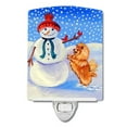 thumbnail image 1 of Caroline's Treasures 7151CNL Snowman with Pomeranian Winter Snowman Ceramic Night Light, 6x4x3", multicolor, 1 of 2