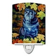 thumbnail image 1 of Caroline's Treasures 7159CNL Old Black Pug in Fall Leaves Ceramic Night Light, 6x4x3", multicolor, 1 of 2