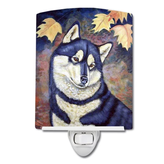 Caroline's Treasures 7173CNL Fall Leaves Siberian Husky Ceramic Night Light, 6x4x3", multicolor