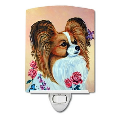 Caroline's Treasures 7200CNL Papillon Rose Ceramic Night Light, 6x4x3", multicolor