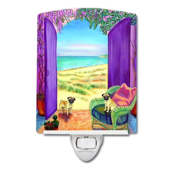 Caroline's Treasures 7261CNL Pug Let's go Outside Ceramic Night Light, 6x4x3", multicolor