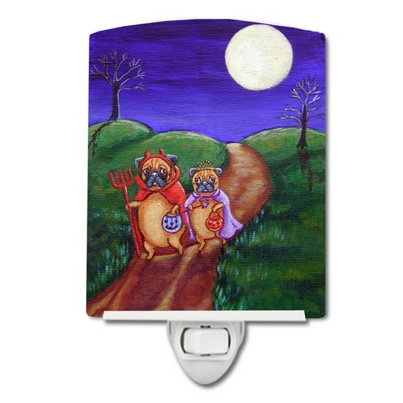 Caroline's Treasures 7281CNL Trick or Treat Halloween Pug Ceramic Night Light, 6x4x3", multicolor