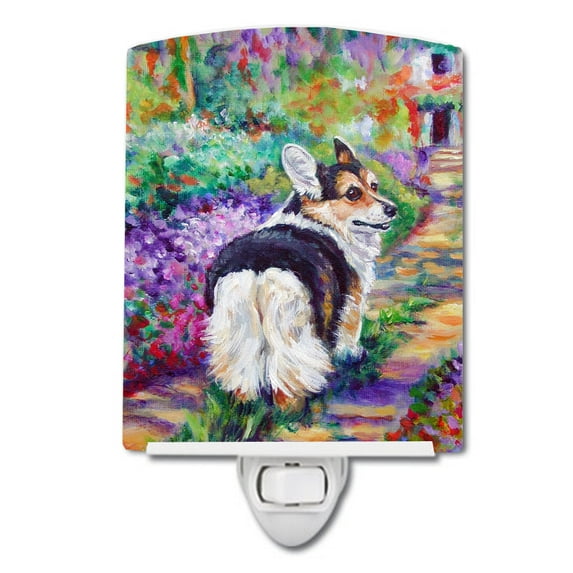 Caroline's Treasures 7297CNL Corgi Garden Path Ceramic Night Light, 6x4x3", multicolor