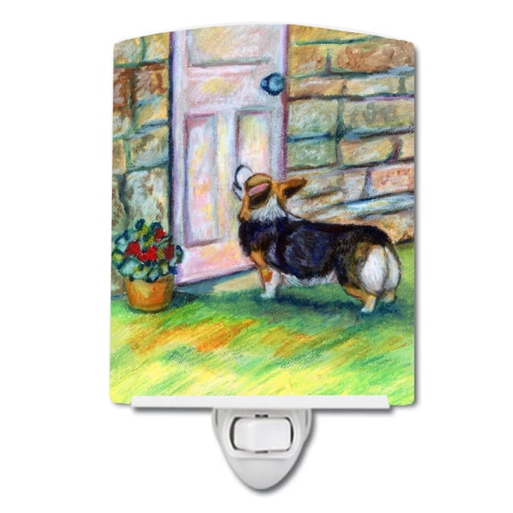 Caroline's Treasures 7370CNL Let me in Corgi Ceramic Night Light, 6x4x3", multicolor