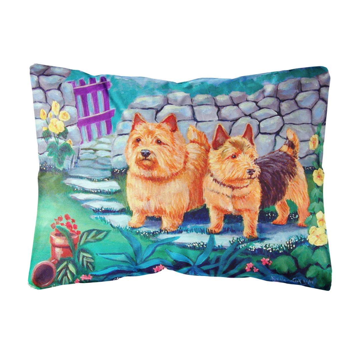 Caroline's Treasures 7520PW1216 Norwich Terrier Canvas Fabric Decorative Pillow, 12H x16W, multicolor