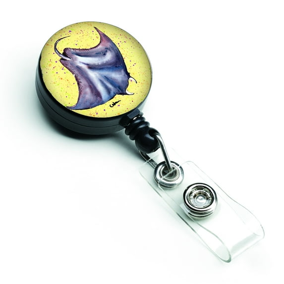Caroline's Treasures 8531BR Stingray on Yellow Retractable Badge Reel, Belt Clip, Multicolor
