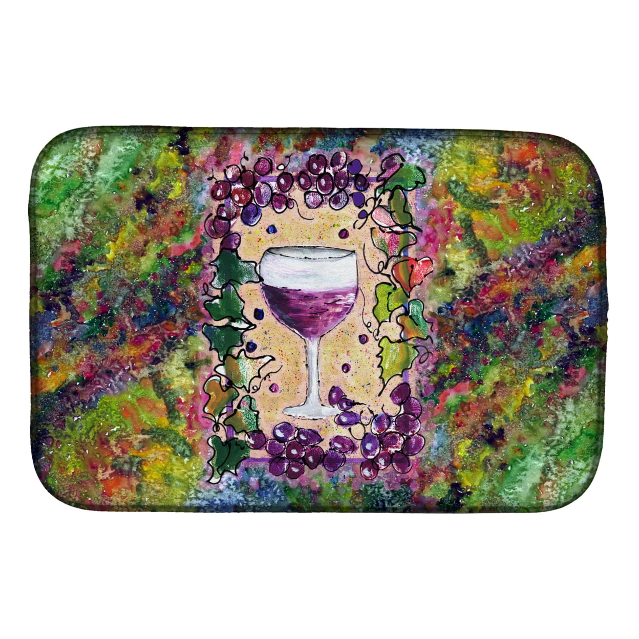 Caroline's Treasures Three Glasses of Wine Purple Dish Drying Mat