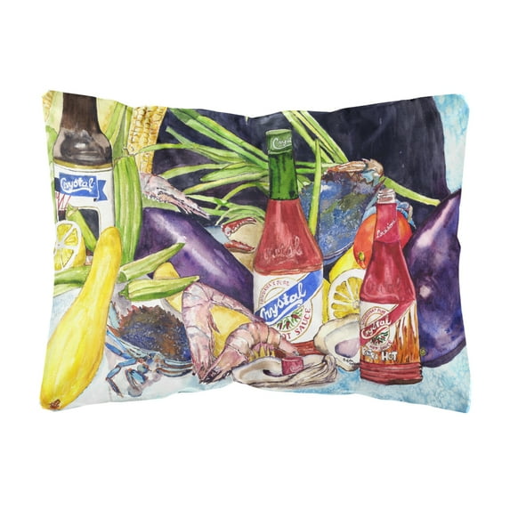 Caroline's Treasures 8637PW1216 Crystal Hot Sauce with Seafood Canvas Fabric Decorative Pillow, 12H x16W, multicolor