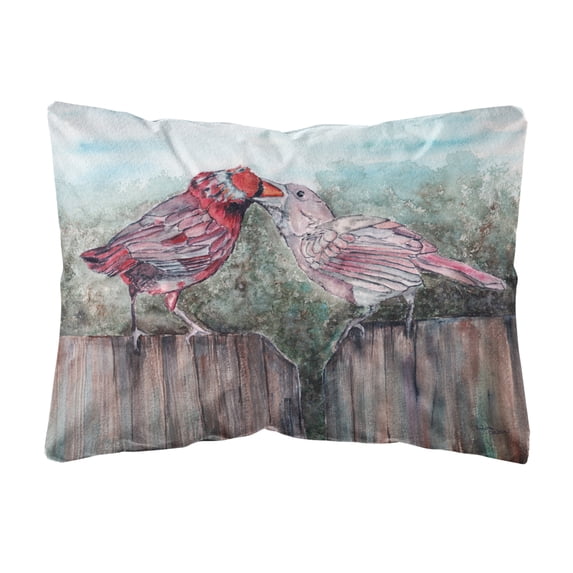 Caroline's Treasures 8981PW1216 Red Bird Feeding Canvas Fabric Decorative Pillow, 12H x16W, multicolor