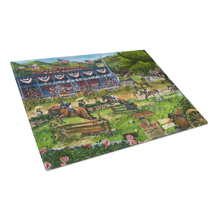 Caroline's Treasures A Day at The Horse Races Glass Cutting Board Large