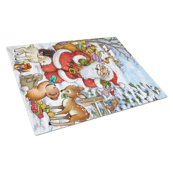 Caroline's Treasures APH4571LCB Christmas Santa Forrest Friends Glass Cutting Board Large, 12H x 16W, multicolor