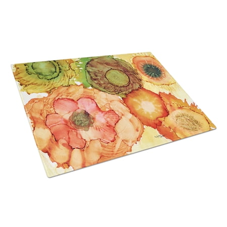 Caroline's Treasures Abstract Flowers Blossoms Glass Cutting Board Large