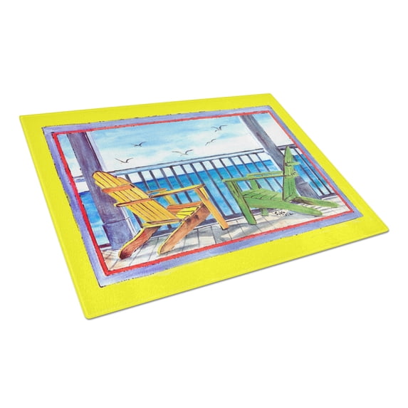 Caroline's Treasures Adirondack Chairs Yellow Glass Cutting Board Large