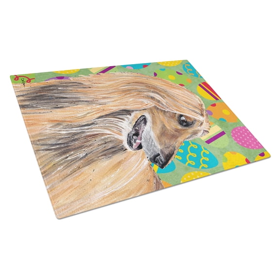 Caroline's Treasures Afghan Hound Easter Eggtravaganza Glass Cutting Board Large Size