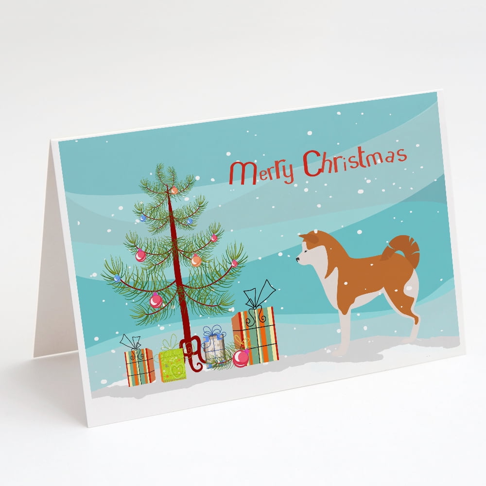 Caroline's Treasures Akita Christmas Christmas Greeting Cards with Envelopes, 5" x 7" (8 Count)