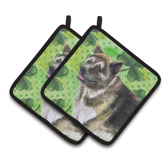 American Akita St Patrick's Pair of Pot Holders