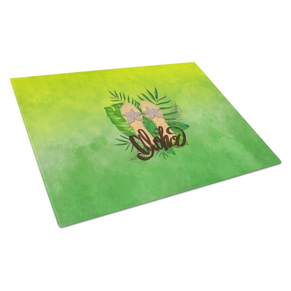 Caroline's Treasures Aloha Flip Flops Glass Cutting Board Large